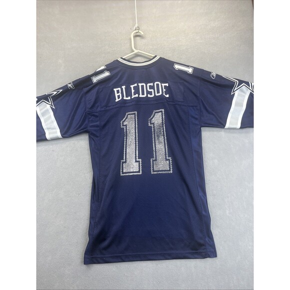 Dallas Cowboys Equipment Jersey M Blue Drew Bledsoe Reebok NFL Football #11 VTG - Picture 1 of 15